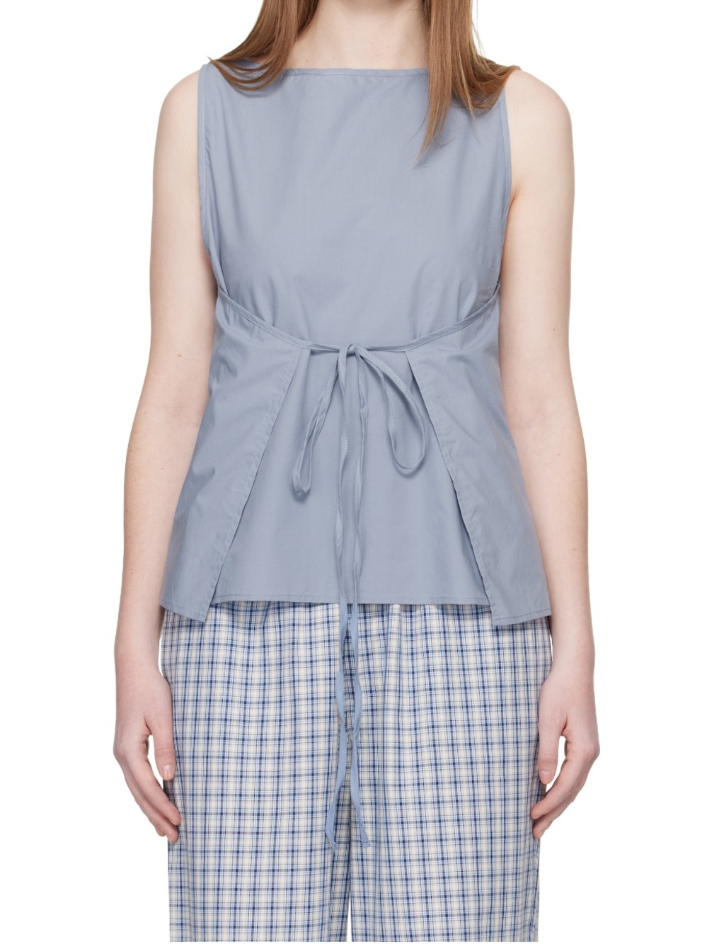 BASERANGE BLUE DECTI POPLIN TOP